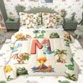 thumbnail image 1 of Erosebridal Dinosaur Letter M Twin Bedding Sets for Kids Boys Girls, Cartoon Dino Animals Bedding Comforter Set, Polka Dots Reversible, 7 Pieces, 1 of 5