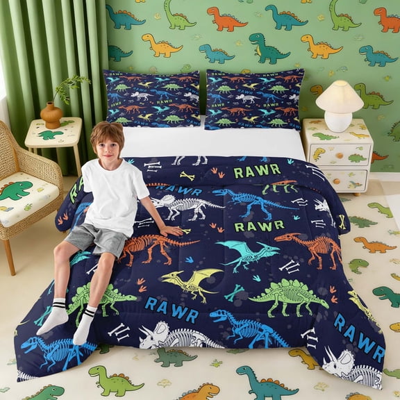 Erosebridal Dinosaur Skull Full Size Comforter Sets, Dino Theme Bedding Sets