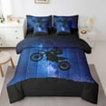 thumbnail image 1 of Erosebridal Dirt Bike Sport Bedding Sets Twin Size, Black Navy Blue Bed Set, Reversible 7-Piece, 1 of 5