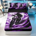 thumbnail image 1 of Erosebridal Dirt Bike Zipper Full Size Comforter Sets with Fitted Sheet and 2 Pillowcases, Tire Track Zipper Bedding Set, Purple Black, Black Reversible, 1 of 7