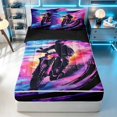 thumbnail image 1 of Erosebridal Dirt Bike Zipper Twin Comforter Sets with Fitted Sheet and 2 Pillowcases, Tire Track Zipper Bedding Set, Purple Blue, Black Reversible, 1 of 7