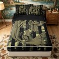 thumbnail image 1 of Erosebridal Distressed Bass Fish Pattern Zipper Queen Comforter Set with Fitted Sheet and 2 Pillowcases,Camo American Flag Print Zipper Bedding Set,Green Black,Black Reversible, 1 of 6