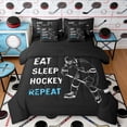thumbnail image 1 of Erosebridal Distressed Hockey Twin Bedding Sets, Sport Bedding Comforter Set for Men and Boys, Black Reversible 7pcs, 1 of 6