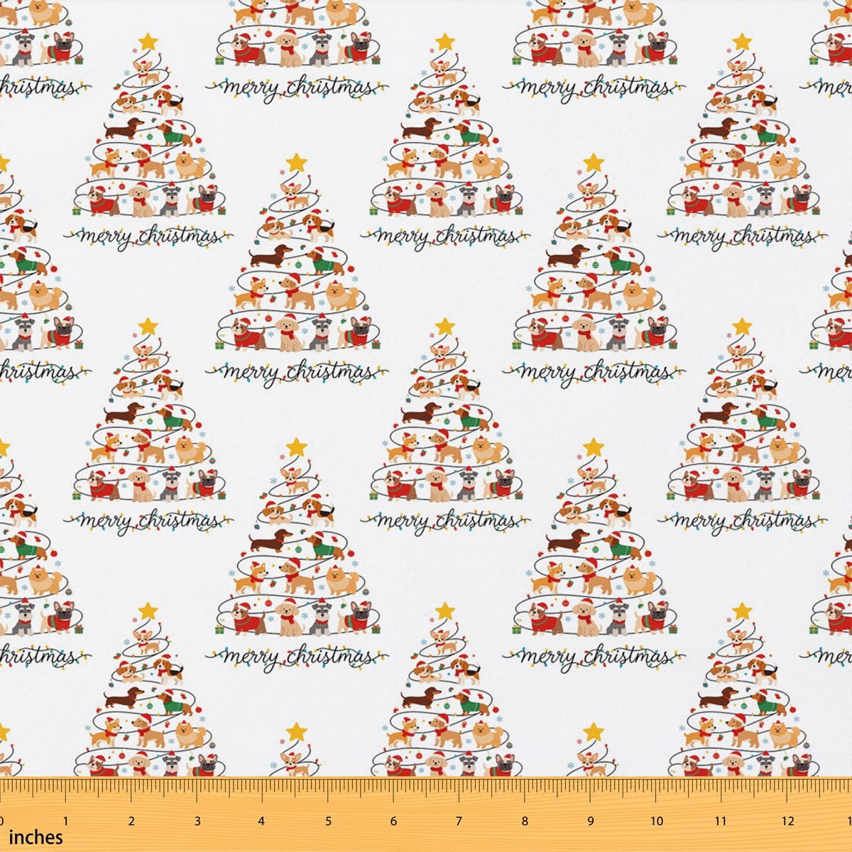 Multi Rope Light Erosebridal Dog Christmas Tree Fabric by the Yard 2 Yards for Girls ...