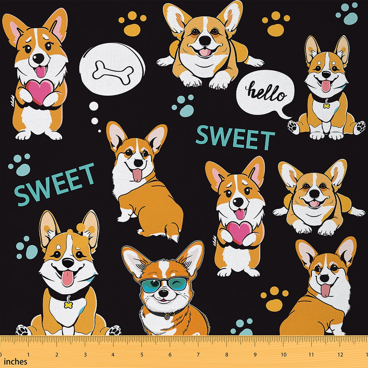 Erosebridal Dog Upholstery Fabric,Cartoon Puppy Dog Decorative Fabric ...