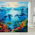 thumbnail image 1 of Erosebridal Dolphin Shower Curtain 72"x72" Fish Bath Curtain Ocean Creature Themed Bathroom Shower Curtain Set Sea Underwater World Bathroom Accessories, 1 of 5