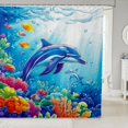 thumbnail image 1 of Erosebridal Dolphin Shower Curtain 72"x78" Fish Bath Curtain Sea Creatures Bathroom Shower Curtain Set Ocean Underwater World Bathroom Accessories, 1 of 5