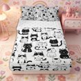 thumbnail image 1 of Erosebridal Doodle Cat Pattern Zipper Full Size Comforter Sets with Fitted Sheet and 2 Pillowcases,Cartoon Cat Print Zipper Bedding Set,Black White,Reversible, 1 of 6