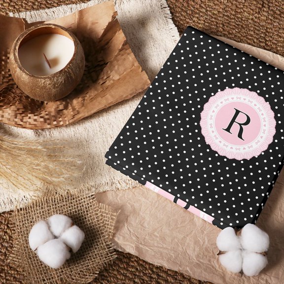 Erosebridal Dot Monogram Letter R 100% Cotton Fabric by the Yard 5 Yards, Bow Circle Fabric for Sewing