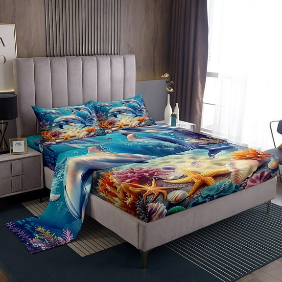 Erosebridal Dreamy Axolotl Bed Sheets Set Full Size, Kawaii Animal Bed Sheets Full, Cherry Blossoms Decor