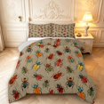 thumbnail image 1 of Erosebridal Dreamy Beetles Queen Comforter Set,Graceful Theme Comforter Sets Queen,Tan Red,Light Gray Reversible,3 Pieces,1 Comforter and 2 Pillowcases, 1 of 7