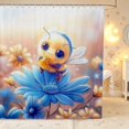thumbnail image 1 of Erosebridal Dreamy Bug Bee Shower Curtain 72Wx78L,Boho Floral Bath Curtain,Blue Pink, 1 of 5