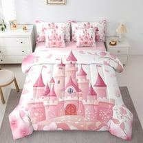 Erosebridal Dreamy Castle Bedding, Kawaii Princess Bed in a Bag, Fairy Tale Reversible Bed Set, Lightweight Bedroom Decorative, 7pcs