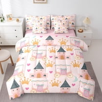 Erosebridal Dreamy Castle Bedding, Kawaii Princess Bed in a Bag, Pumpkin Cart Reversible Bed Set, Microfiber Room Decoration, 7pcs