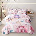 thumbnail image 1 of Erosebridal Dreamy Castle Quilt King for Girls, Rainbow Elf King Coverlet Set, 3 Pieces 1 Quilt and 2 Pillowcases, 1 of 7