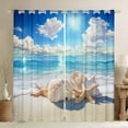 thumbnail image 1 of Erosebridal Dreamy Coastal Curtains Pack of 2 (38x45), Seashell Beach Curtains for Living Room, Ocean Theme 30%-50% Black Out Curtains, Window Drapes Bedroom Decorative, 1 of 6