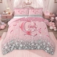 thumbnail image 1 of Erosebridal Dreamy Glitters Print Full Size Comforter Sets for Girls, Pink Bling Q Letter Bedding Sets, Pink Reversible 3pcs, 1 Comforter and 2 Pillowcases, 1 of 6