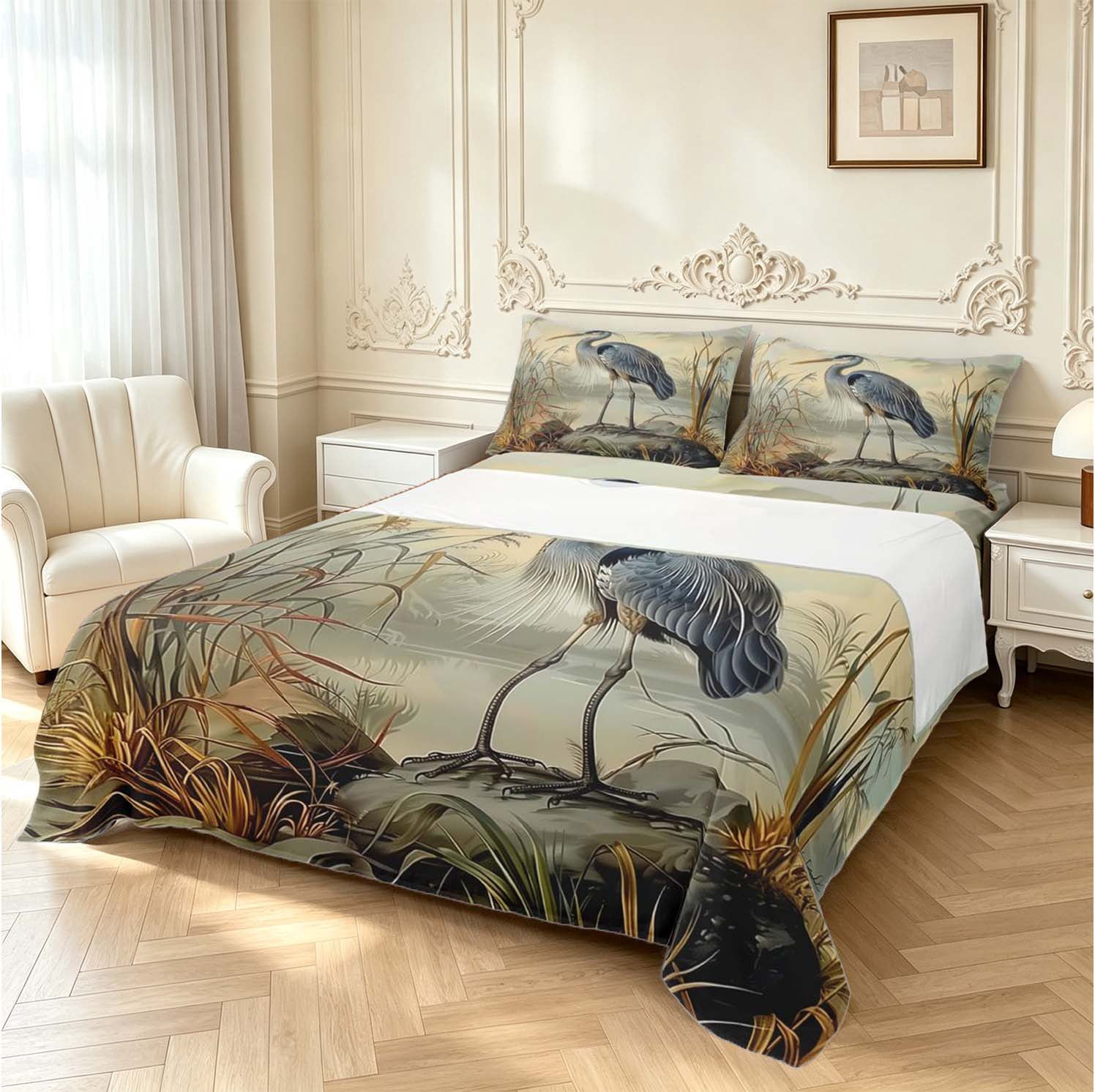 Erosebridal Dreamy Heron Animals Bed Sheets,Bohemian Wildlife Full Size ...