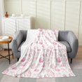 thumbnail image 1 of Erosebridal Dreamy Pink Bow Sherpa Blanket, Sea Conch Seashell Fuzzy Blanket Throw 90x90, 1 of 6