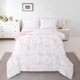 thumbnail image 1 of Erosebridal Dreamy Pink Bow Tie Full Size Comforter Sets 3 Pieces For Girls,Cartoon Ribbon Bow Bedding Sets For Kids Teens,Pink Reversible, 1 of 6