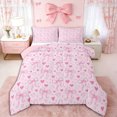 thumbnail image 1 of Erosebridal Dreamy Pink Bow Tie Full Size Comforter Sets 3 Pieces for Girls,Kids Teens Cartoon Love Heart Bedding Sets,Pink Reversible,Super Cozy Room Decor, 1 of 6