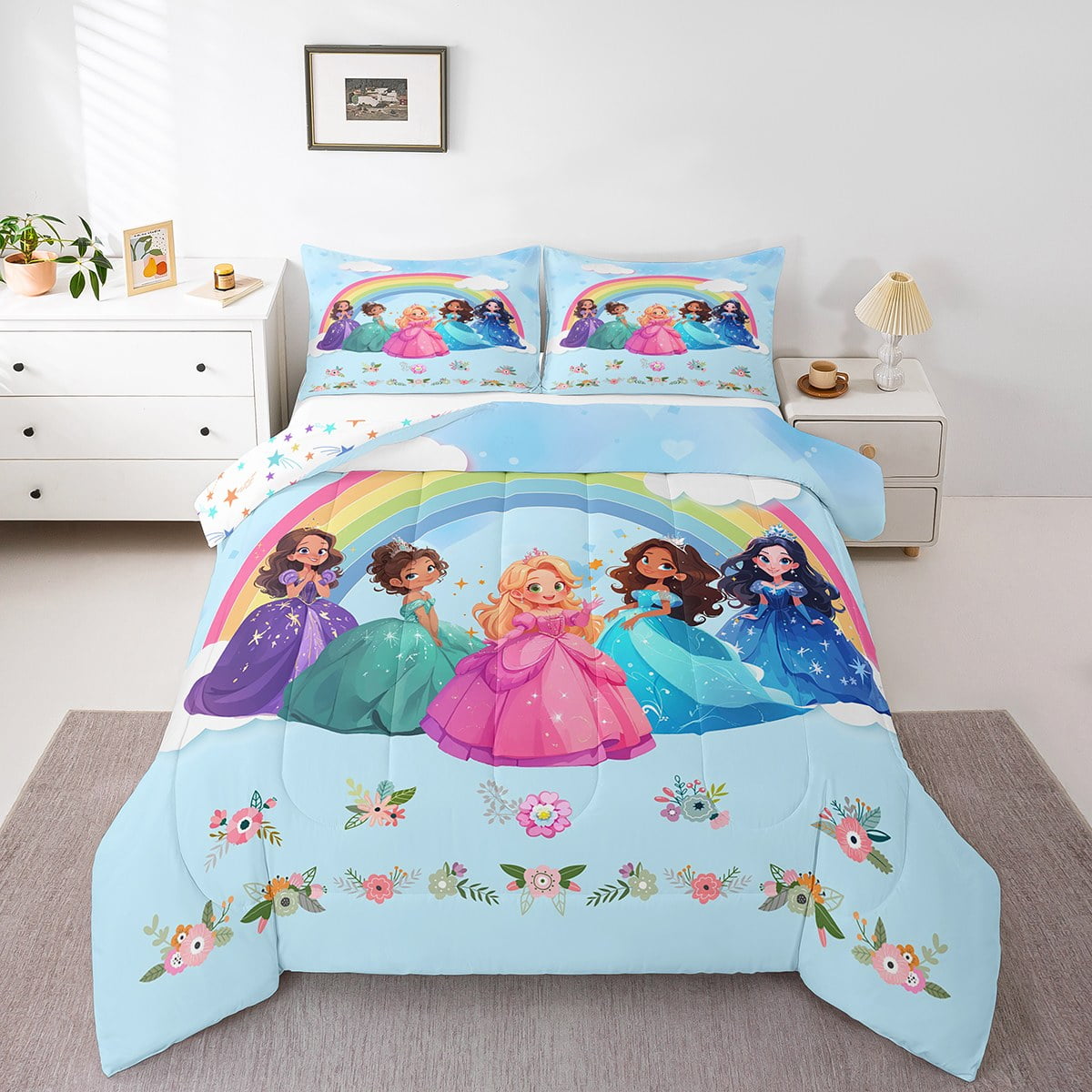 Erosebridal Dreamy Princess Bedding Sets Full with Comforter,Floral ...