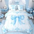 thumbnail image 1 of Erosebridal Dreamy Princess Bowknot 7-Piece Bedding Comforter Set,Blue Vintage Damask Flower King Bedding Sets For Girls Kids,Reversible, 1 of 7