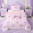 thumbnail image 1 of Erosebridal Dreamy Princess Bowknot Twin Comforter Sets For Kids,Girls Ribbon Bow Theme Initial Letter H Bedding Set,Pink Reversible,2-Piece, 1 of 7