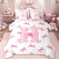 thumbnail image 1 of Erosebridal Dreamy Princess Style 7 Pieces Bedding Comforter Set,Pink Bowtie Monogrammed H Full Bedding Set For Princess,Reversible, 1 of 7