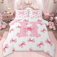 thumbnail image 1 of Erosebridal Dreamy Princess Style Full Size Comforter Sets,Pink Bowtie Monogrammed H Bedding Sets For Princess, Reversible 3-Piece, 1 of 7
