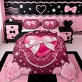 thumbnail image 1 of Erosebridal Dreamy Princess Style Full Size Comforter Sets,Pink Flowers Floral Bedding Sets For Kids Girls,Reversible black,3pcs, 1 of 7