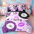 thumbnail image 1 of Erosebridal Dreamy Princess Style Kids 7 Pieces Bedding Comforter Set,Purple Zebra Stripe Print Billiard Full Bedding Set,Reversible, 1 of 7