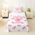 thumbnail image 1 of Erosebridal Dreamy Princess Style Twin Sheet Sets,Pink Bowtie Monogrammed T Bedding For Princess 3 Pieces, 1 of 6