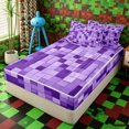 thumbnail image 1 of Erosebridal Dreamy Violet Pixel Grid Zipper Twin Comforter Sets with Fitted Sheet and 2 Pillowcases,Smooth Gradient Cube Block Zipper Bedding Set,Lavender Indigo,4-Piece,Reversible, 1 of 6