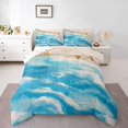 thumbnail image 1 of Erosebridal Dreamy Watercolor Beach Bedding Sets Full with Comforter, Blue Sea Wave Duvet Insert, Reversible 3pcs, 1 of 8