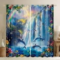 thumbnail image 1 of Erosebridal Dreamy Waterfall Curtains for Living Room, 3D Dolphin 30%-50% Blackout Curtains Set of 2 (52x63), Rustic Flower Curtains and Drapes (52x63), Window Curtains Bedroom Decoration, 1 of 6
