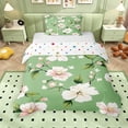 thumbnail image 1 of Erosebridal Dreamy White Flower Twin Bedding for Girls, GreenDuvet Cover Set, Polka Dots Reversible, 2pcs 1 Duvet Cover and 1 Pillowcase, No Comforter, 1 of 6