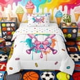 thumbnail image 1 of Erosebridal Drip Rainbow Baseball Twin Comforter Sets, Cute Sport Bedding Set for Girls, Polka Dots Reversible 2-Piece, 1 Comforter and 1 Pillowcase, 1 of 6