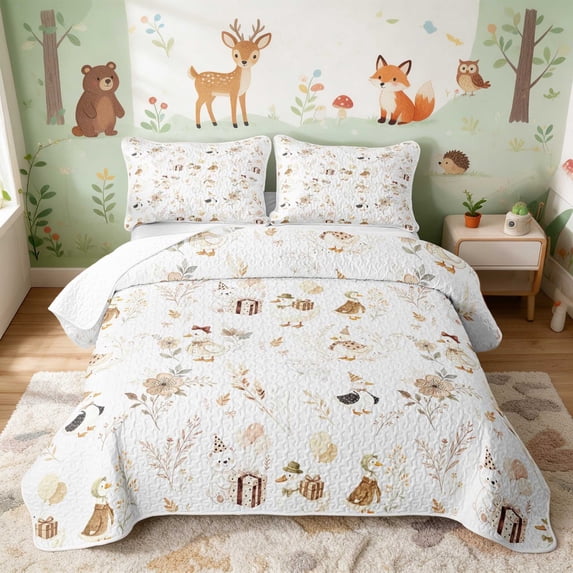 Erosebridal Duck Twin Quilt Set for Girls, Party Gifts Twin Coverlet Set, 2-Piece 1 Bedspread and 1 Pillowcase