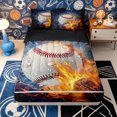thumbnail image 1 of Erosebridal Dynamic Baseball Pattern Zipper Queen Comforter Set with Fitted Sheet and 2 Pillowcases,Dramatic Lightning Flame Print Zipper Bedding Set,Orange Navy White,Black Reversible, 1 of 6