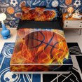 thumbnail image 1 of Erosebridal Dynamic Basketball Pattern Zipper Full Size Comforter Sets with Fitted Sheet and 2 Pillowcases,Fiery Lightning Storm Print Zipper Bedding Set,Orange Blue Gold,Black Reversible, 1 of 6