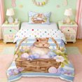 thumbnail image 1 of Erosebridal Easter Egg Kids Twin Bedding,Cute Bunny Rabbit Purple Lavender Flower Duvet Cover Set For Girls Reversible 2 Pieces,No Comforter, 1 of 6