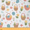 thumbnail image 1 of Erosebridal Easter Eggs Fabric By The Yard, Baskets Upholstery Fabric, Flowers Leaves Decorative Fabric, Holiday Celebration Spring Rustic New Life Garden Indoor Outdoor Fabric, Red Blue, 3 Yards, 1 of 5