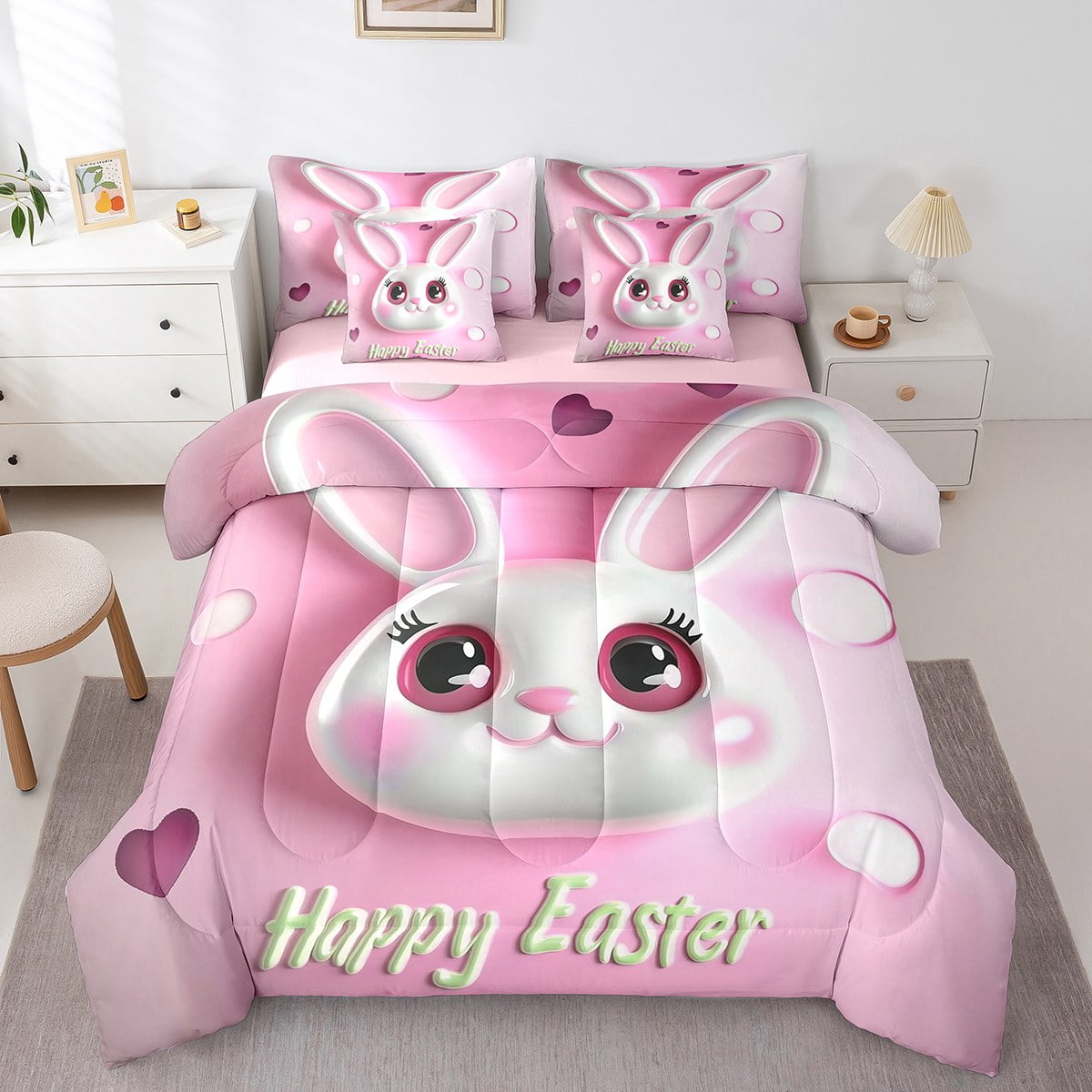 Erosebridal Easter Rabbit Bedding Sets King Size,Cartoon Animal Bed in ...