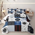 thumbnail image 1 of Erosebridal Eat Baseball Sleep Twin Quilt Set, Blue Patchwork Twin Coverlet Set for Men and Women, 2 Pieces, 1 of 7