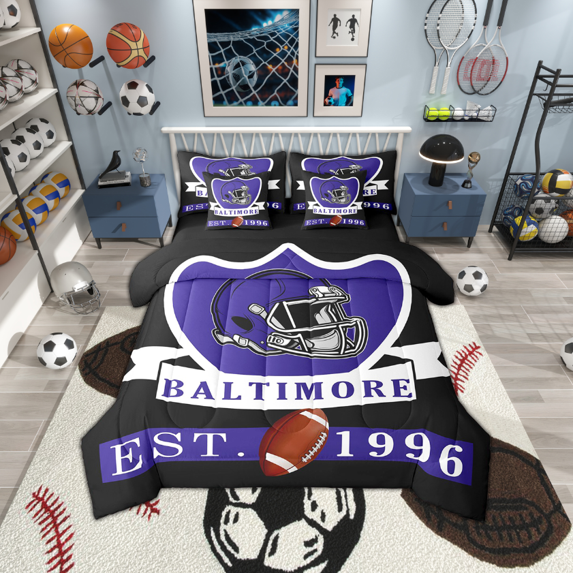 Erosebridal Eat Sleep Bed in a Bag Full size, American Football Bed Set, Sports Lover Reversible Comforter Sets, Ultra Soft Bedroom Decorative, 7-Piece