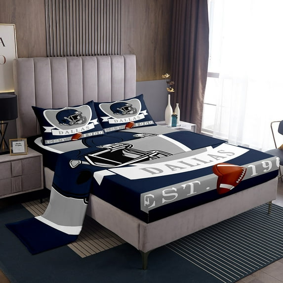 Erosebridal Eat Sleep Bed Sheets Set Full Size, American Football Bed Sheets Full, Sports Lover Full Sheet Sets, Lightweight Bedroom Decor, 4 Pieces