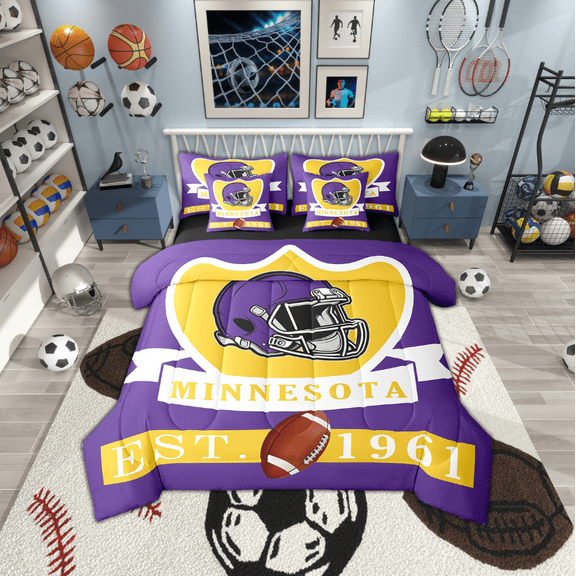 Erosebridal Eat Sleep Bed in a Bag, American Football Bed Set, Sports Lover Reversible Comforter Sets, Lightweight Bedroom Decor, 7 Pieces