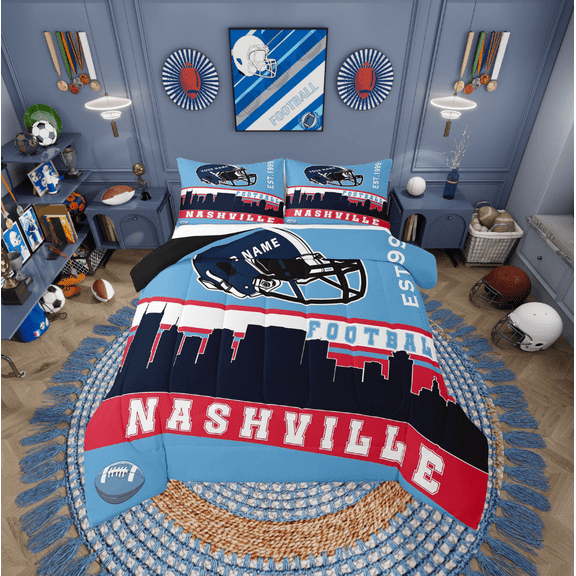 Erosebridal Eat Sleep Bedding Sets Twin with Comforter, American Football Duvet Insert, Soccer Lover Decor, Reversible 2 Pieces