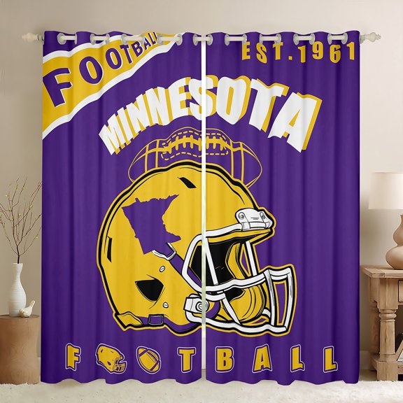Erosebridal Eat Sleep City Curtains for Living Room, Soccer Sport 30%-50% Blackout Curtains Set of 2 (42x63), Yellow Purple 30%-50% Black Out Curtains, Window Curtains Bedroom Decoration